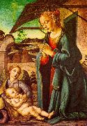 BOTTICINI, Francesco The Madonna Adoring the Child Jesus oil